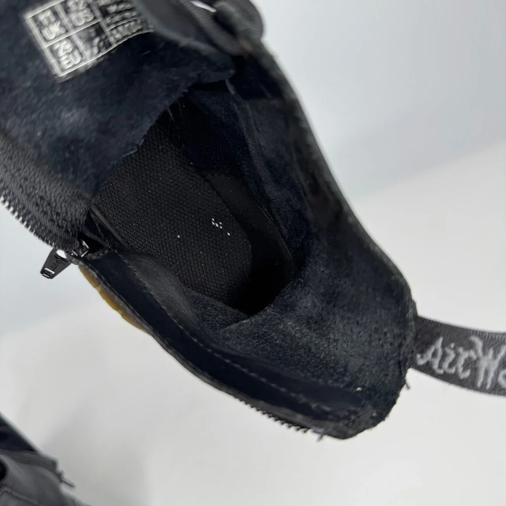 Dr Martens Boots Kids 12 Black 1460 Pascal Mono Junior Combat Leather Side Zip